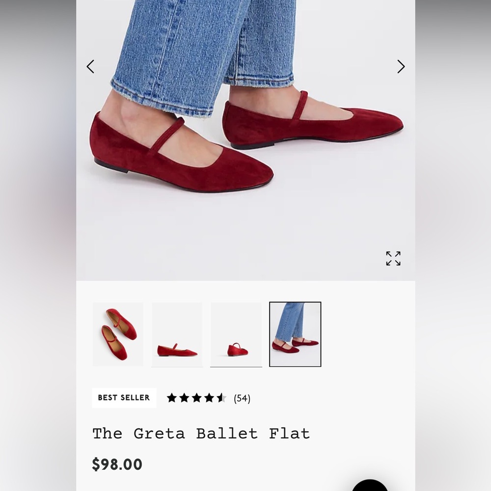 Madewell Greta Ballet Flat in Ruby Port size 8